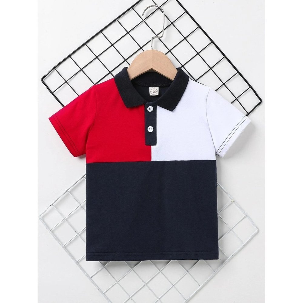 NEW SHEIN Toddler Boys Color Block Polo Shirt Size 1-2Y